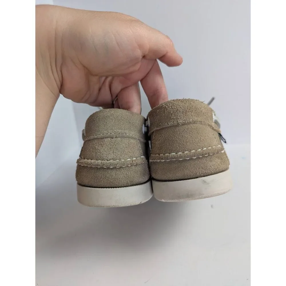 Brooks Brothers Beige Ecru suede leather boat shoes slip on loafers mens 6